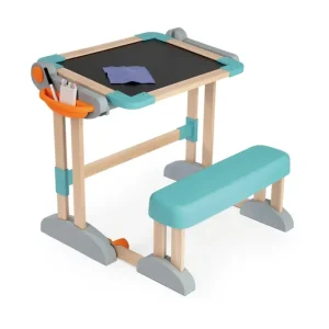 Smoby Tableaux, Ardoises<Bureau Modulo Space - 2 En 1 Pupitre En Bois A Tableau - Ardoise Double Face - Magnetique/Craie - 60 Accessoires