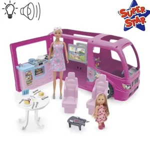 Lolly Barbie Et Poupées Mannequin<Camping Car De Poupee Avec Accessoires Et Effets Sonores