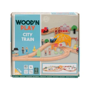 WOOD N PLAY Garages Et Circuits<Circuit Train En Bois 80 Accessoires