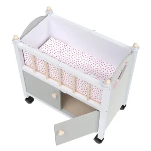 LOVE BEBE Accessoires Poupons<Lit De Poupon En Bois Avec Roues 50 Cm