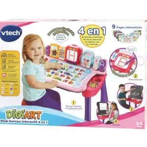 VTech Tableaux, Ardoises<Magi Bureau Interactif 4 En 1 Rose