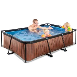 Exit Toys Bouées Jeux Gonflables Et Piscines<Piscine Rectangulaire Wood 220 X 150 X 65 Avec Pompe Filtrante