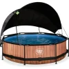 Exit Toys Bouées Jeux Gonflables Et Piscines<Piscine Wood 300 X 76 Avec Pompe Filtrante Et Voile D'Ombrage