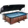 Exit Toys Bouées Jeux Gonflables Et Piscines<Piscine Wood 220 X 150 X 65 Avec Pompe Filtrante Et Voile D'Ombrage