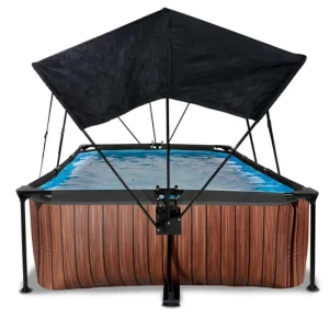 Exit Toys Bouées Jeux Gonflables Et Piscines<Piscine Wood 220 X 150 X 65 Avec Pompe Filtrante Et Voile D'Ombrage