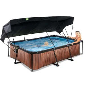Exit Toys Bouées Jeux Gonflables Et Piscines<Piscine Wood 300 X 200 X 65 Avec Pompe Filtrante Et Voile D'Ombrage