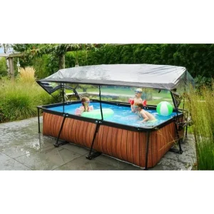 Exit Toys Bouées Jeux Gonflables Et Piscines<Piscine Wood 300 X 200 X 65 Avec Pompe Filtrante Et Dome