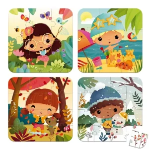 Janod Puzzle Bébé / Enfant<4 Puzzles Evolutif Les 4 Saisons