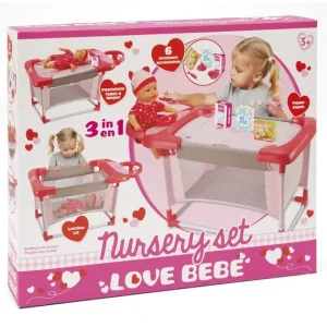 LOVE BEBE Accessoires Poupons<Table A Langer Poupon 6 Accessoires - Nursery 3 En 1