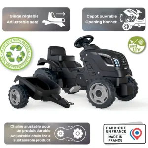 Smoby Tracteurs À Pédales<Tracteur Farmer Xl Noir + Remorque